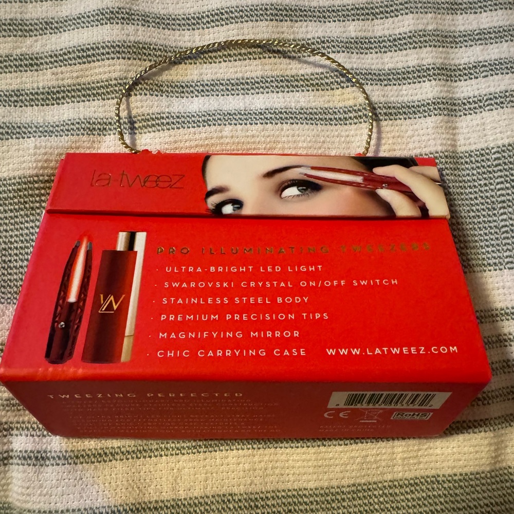La-Tweez Gold Pro Illuminating Tweezers + Diamond Dust Tips - Picture 2 of 14